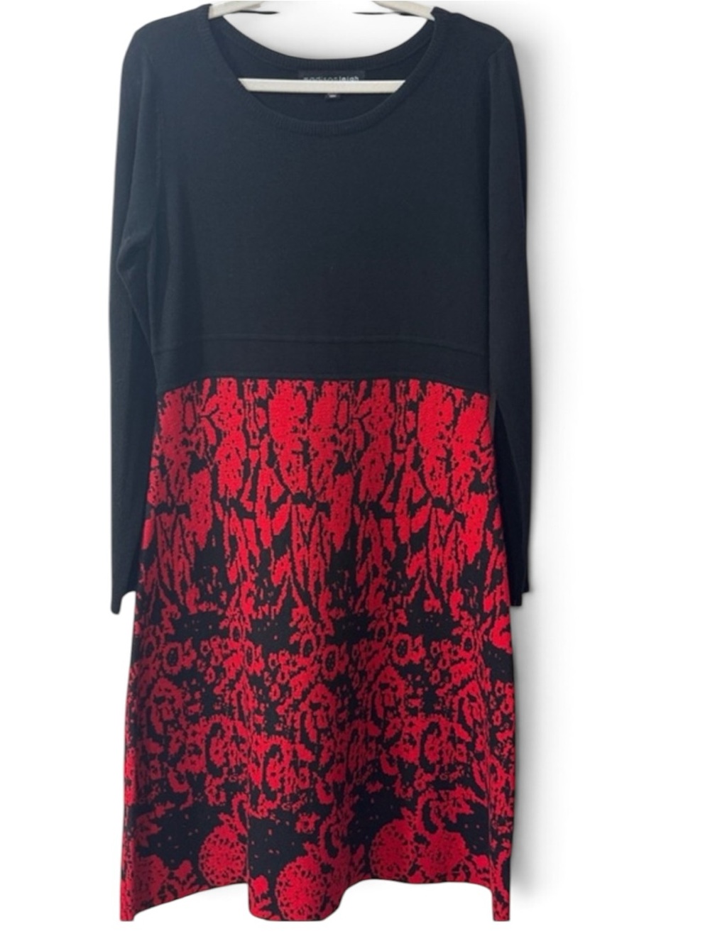 Madison Leigh Black Red A-Line Sweater Dress - Size M, L